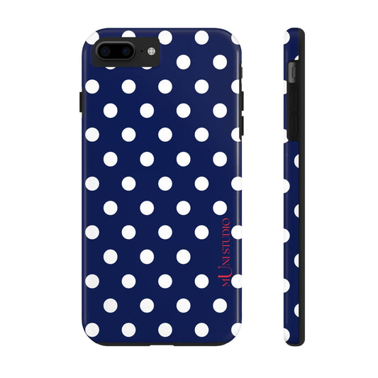 Muni Studio Phone Case iPhone 7 Plus, iPhone 8 Plus NAVY POLKA, Tough Phone Case