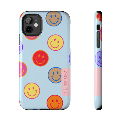 Muni Studio HORIZON BLUE SMILEY Tough Phone Case – lifestyle photo