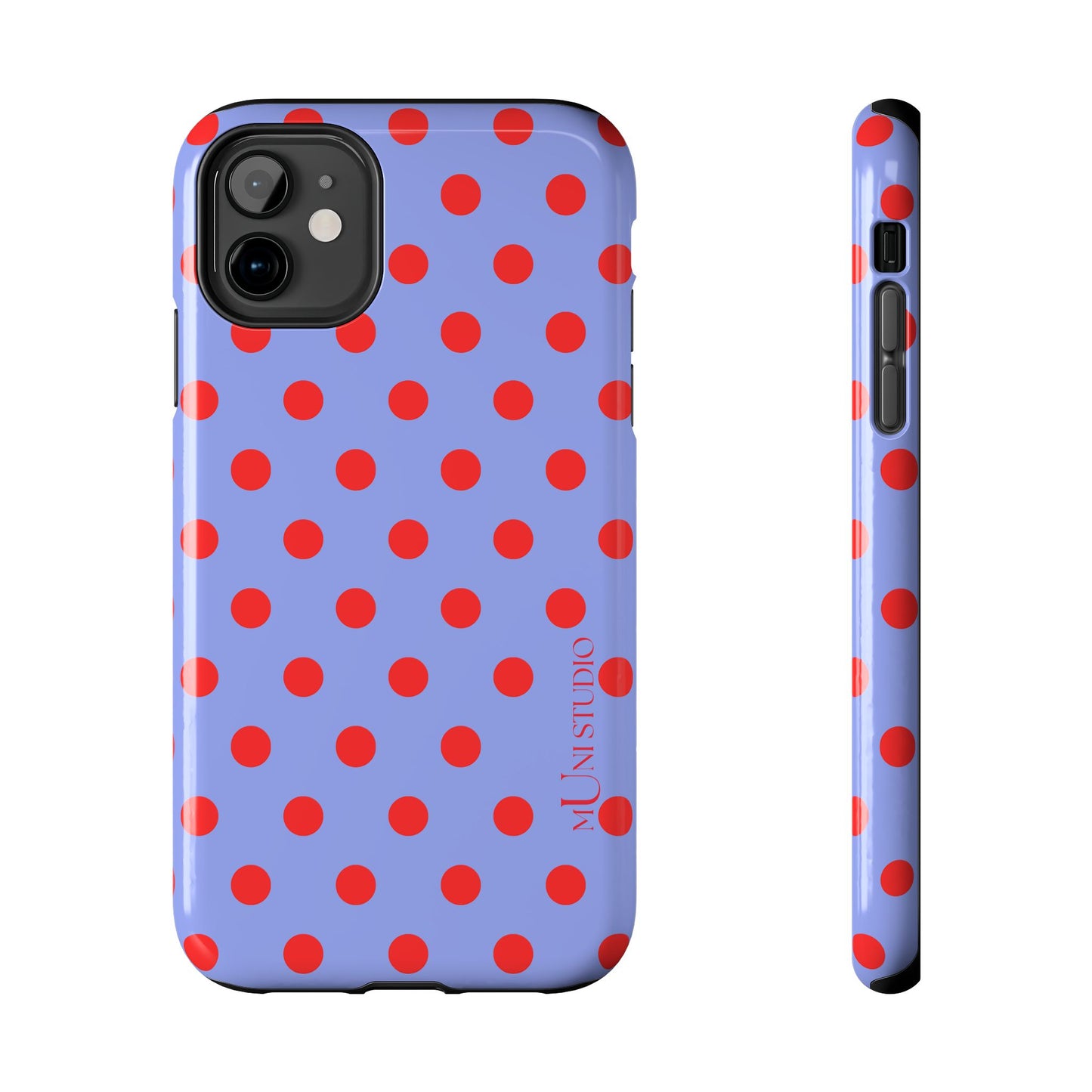 Muni Studio RED POLKA Tough Phone Case – lifestyle photo