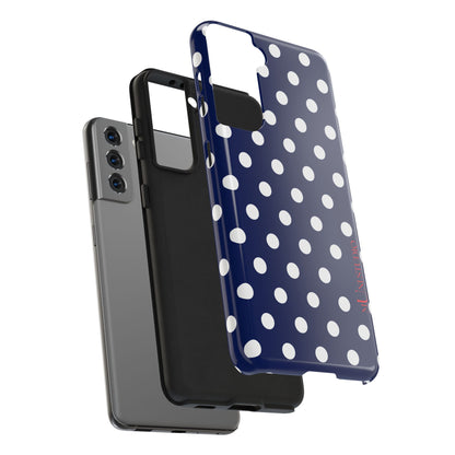 NAVY POLKA, Tough Phone Case
