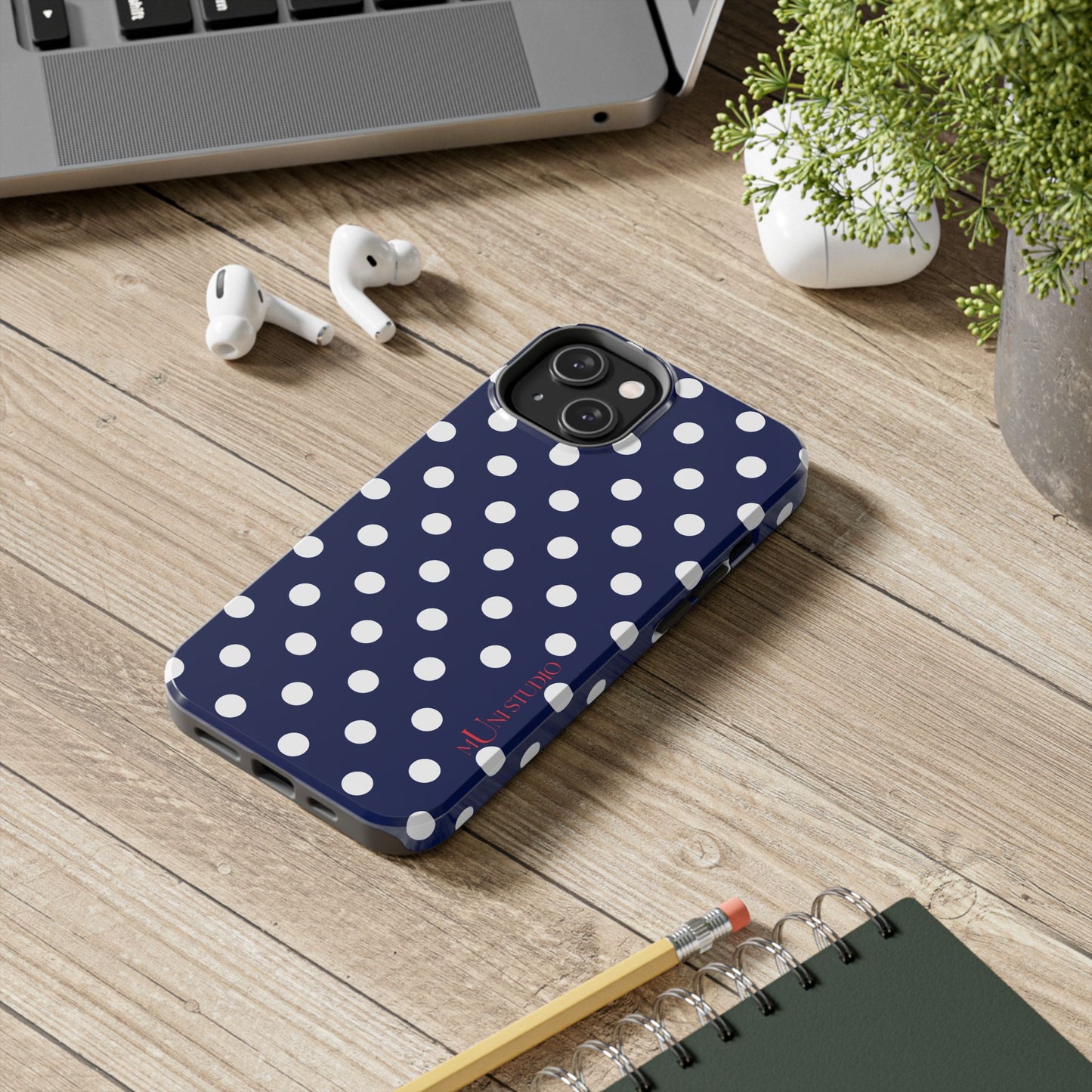 NAVY POLKA, Tough Phone Case