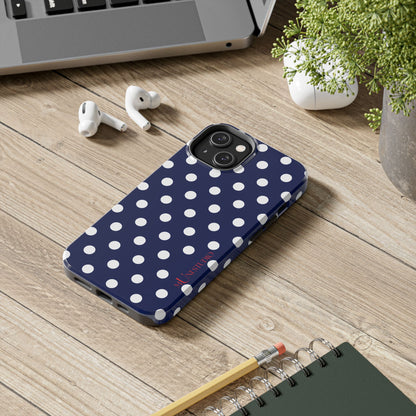 NAVY POLKA, Tough Phone Case
