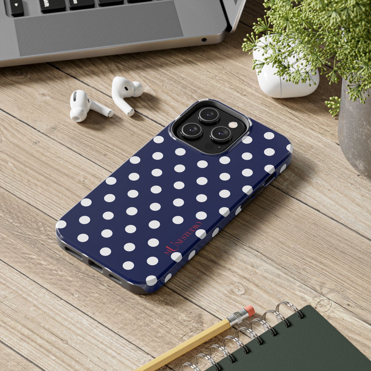 NAVY POLKA, Tough Phone Case