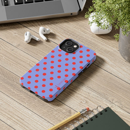 Muni Studio RED POLKA Tough Phone Case – back view