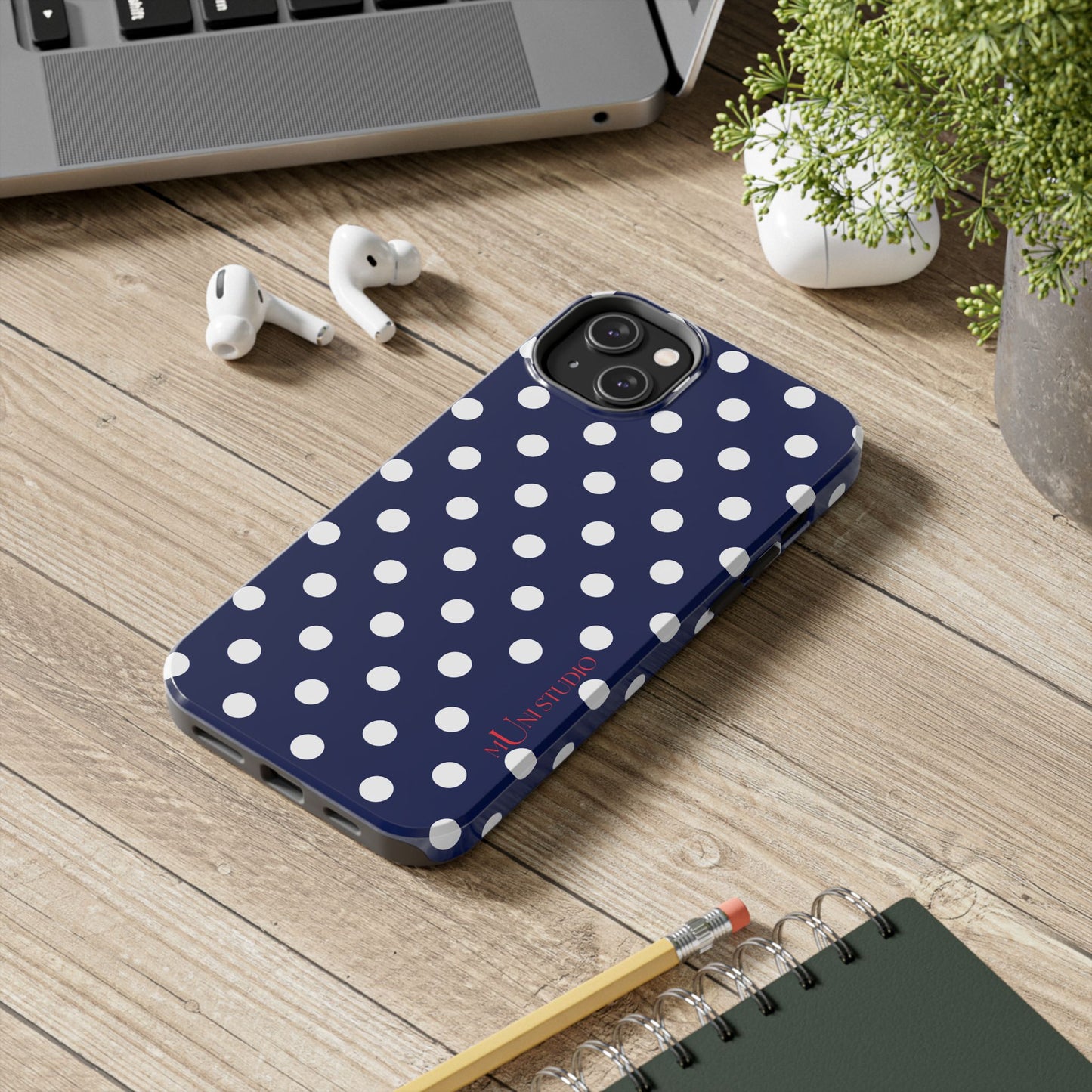NAVY POLKA, Tough Phone Case