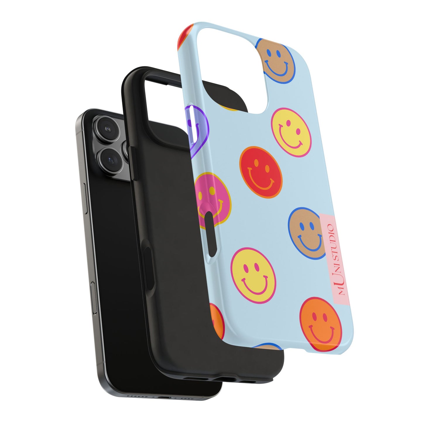 Muni Studio HORIZON BLUE SMILEY Tough Phone Case – back view