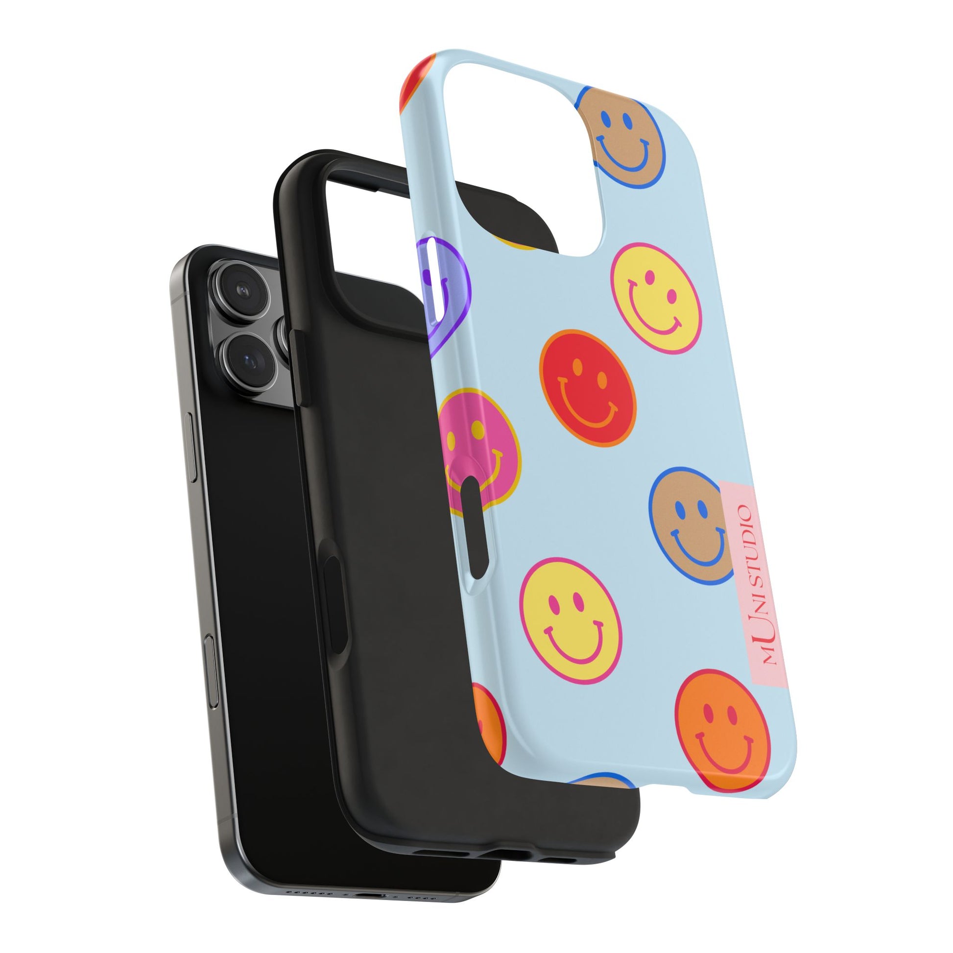 Muni Studio HORIZON BLUE SMILEY Tough Phone Case – back view