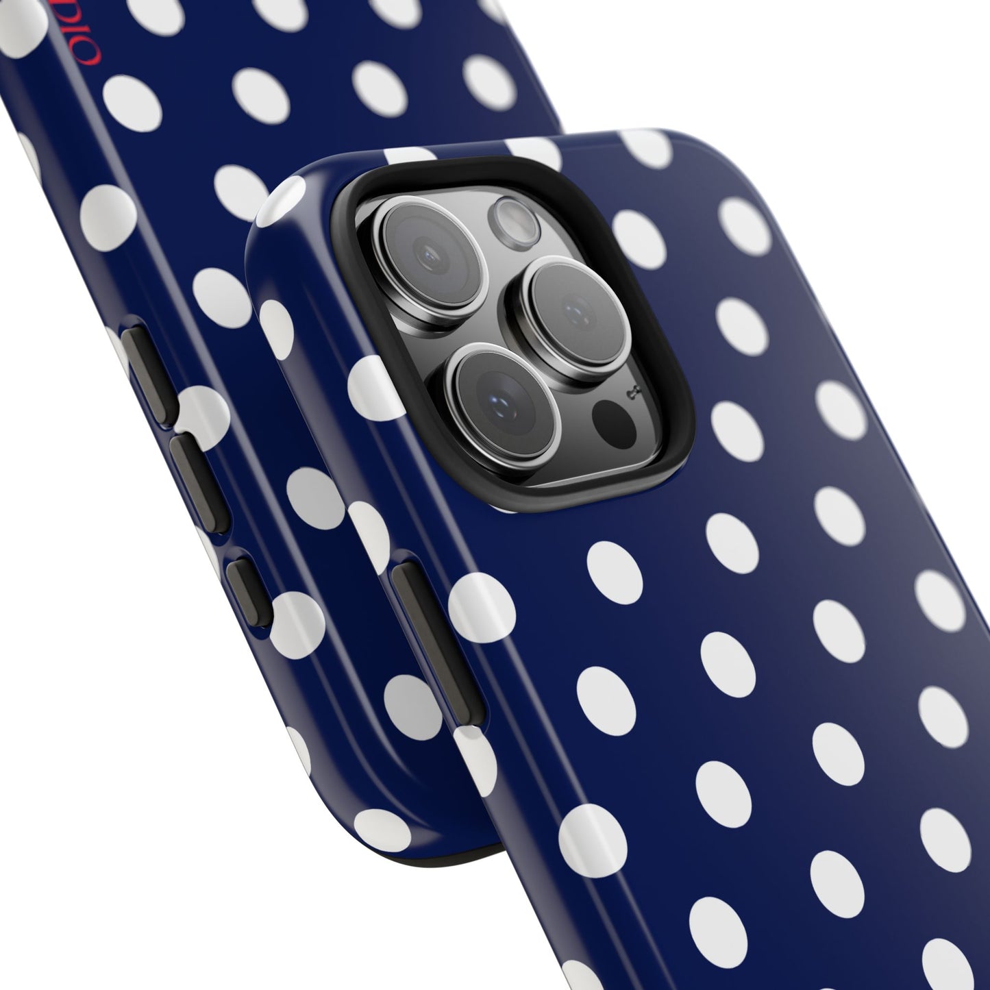 Muni Studio NAVY POLKA Tough Phone Case – front view