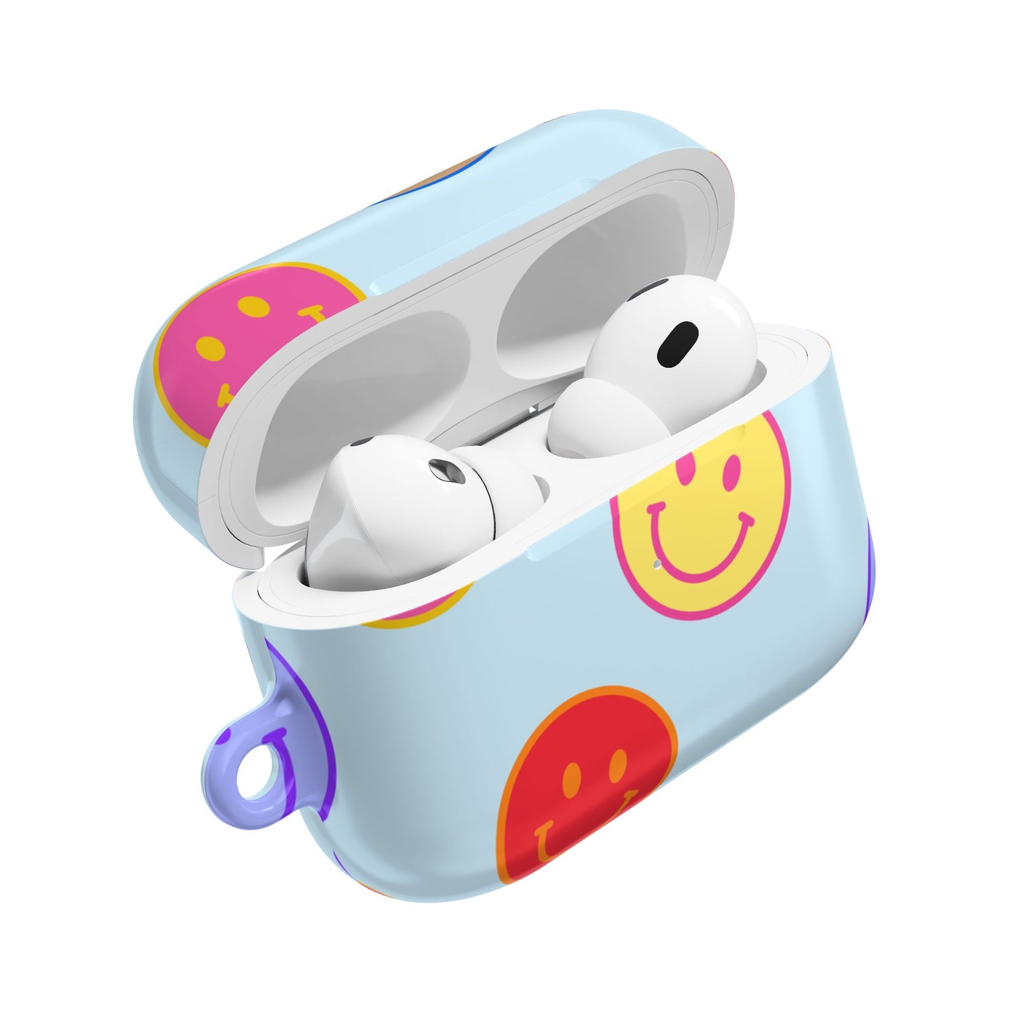 Muni Studio HORIZON BLUE SMILEY AirPod Case – lifestyle photo