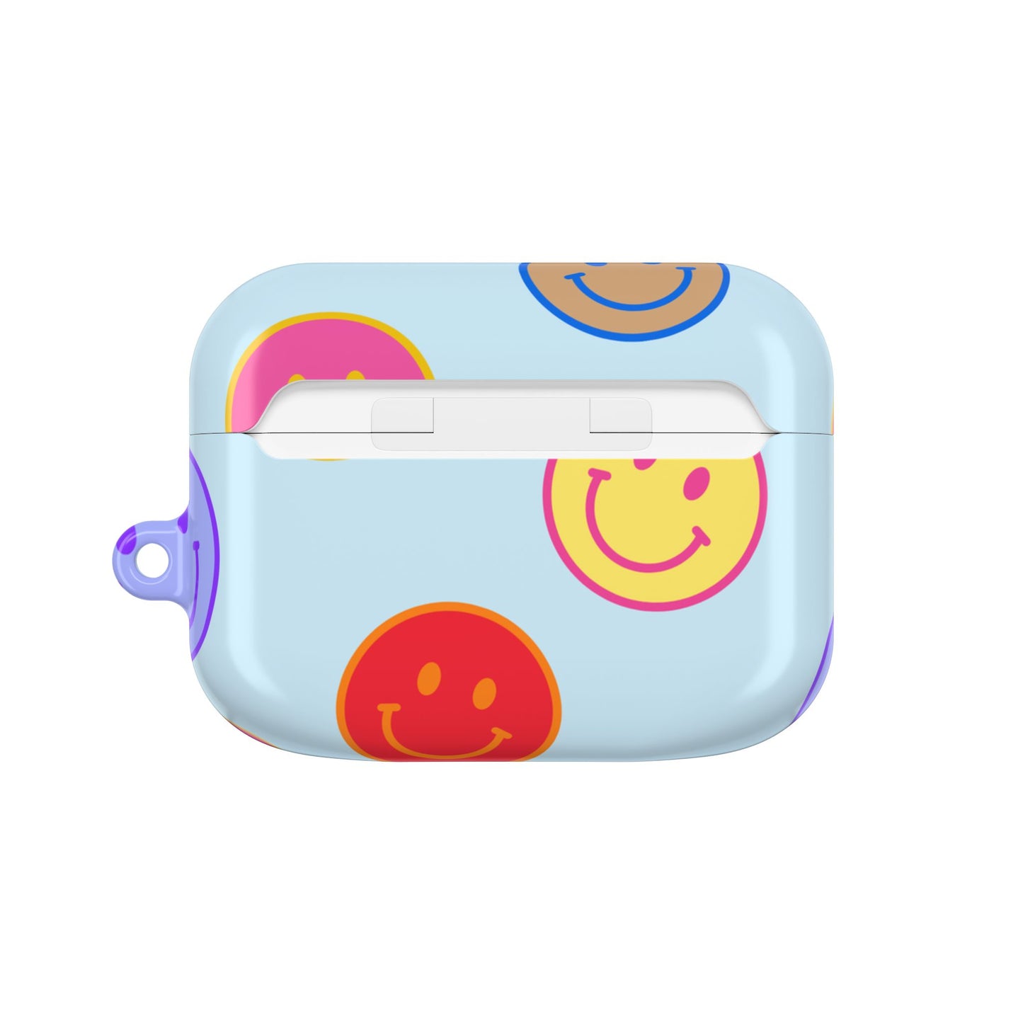 Muni Studio HORIZON BLUE SMILEY AirPod Case – close up