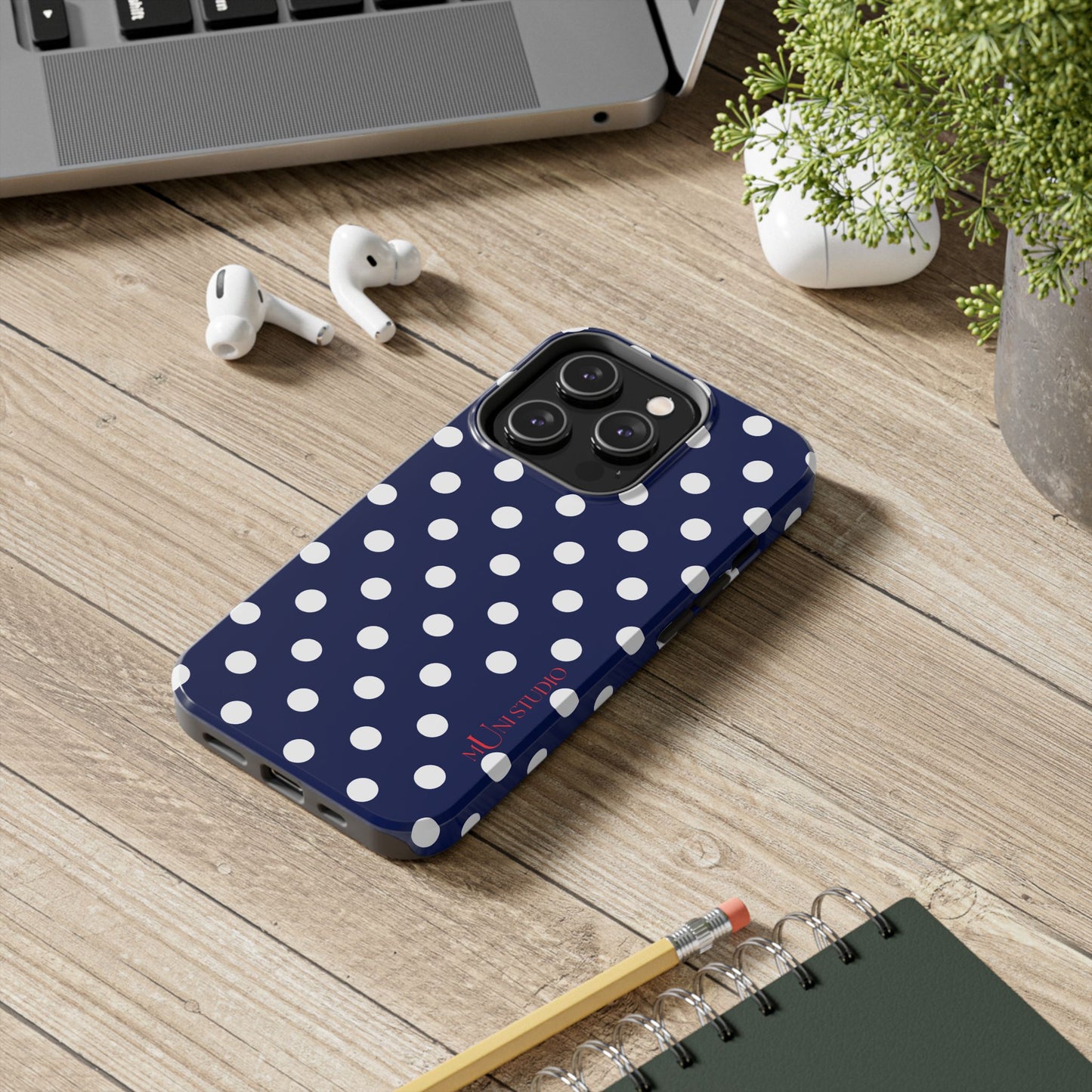 NAVY POLKA, Tough Phone Case