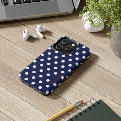 NAVY POLKA, Tough Phone Case