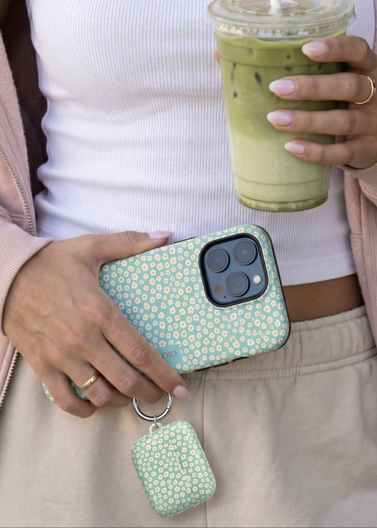 Muni Studio Flower Matcha Tough Phone Case – lifestyle photo 3
