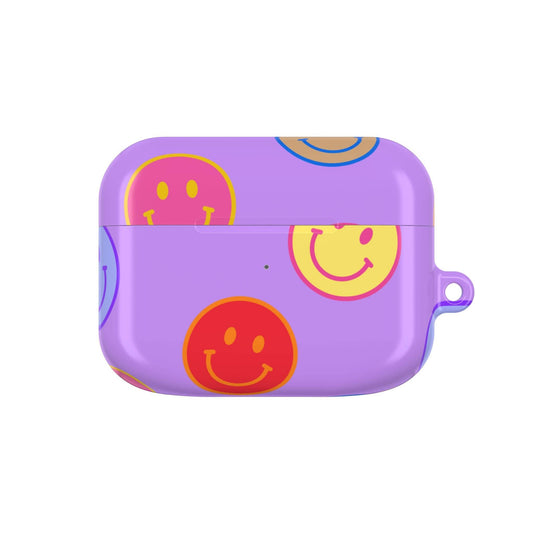 Muni Studio Accessories AirPods Pro Gen 1 / White / Glossy LAVENDER SMILEY AirPod Case