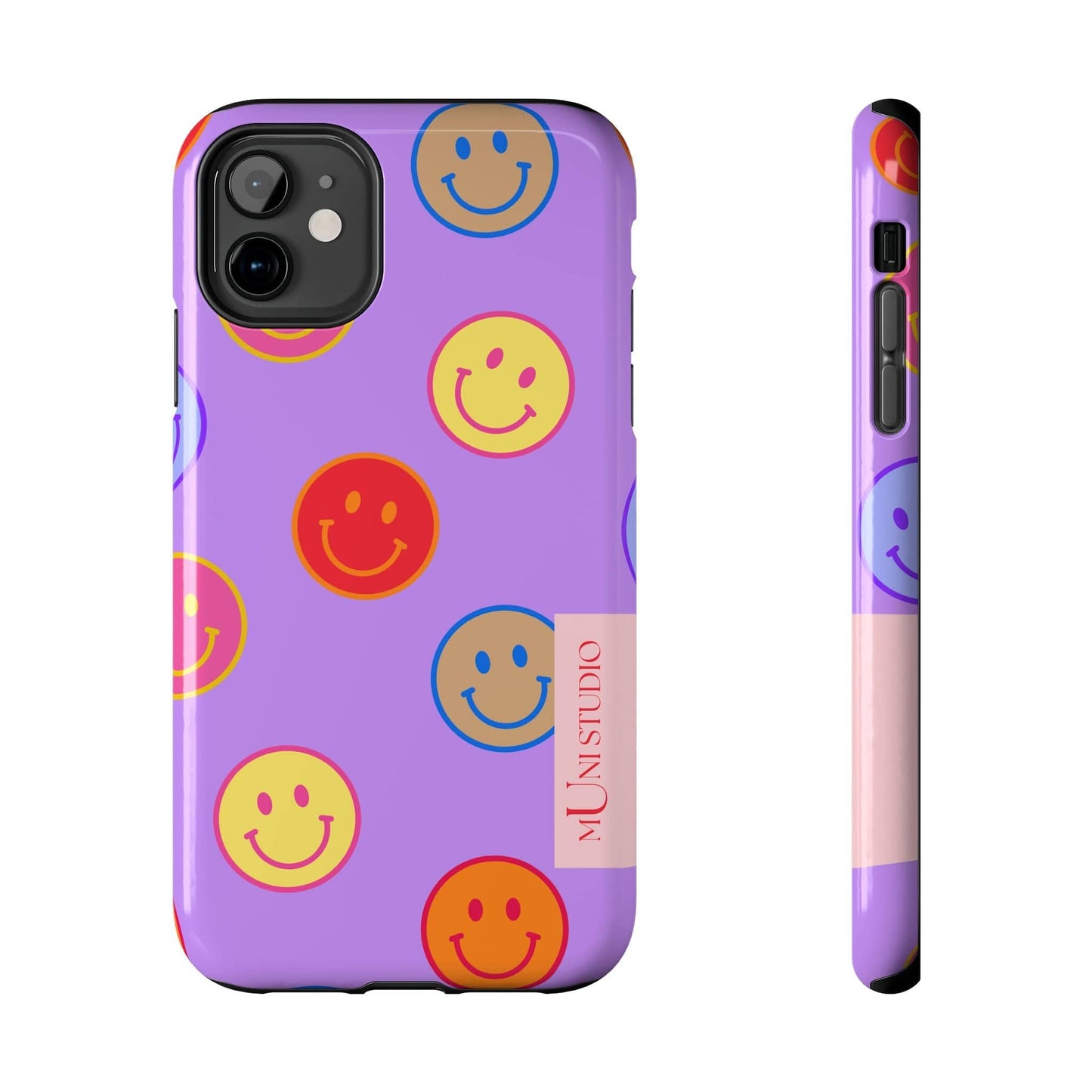 Muni Studio Phone Case iPhone 11 LAVENDER SMILEY, Tough Phone Case