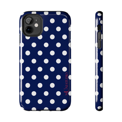 Muni Studio Phone Case iPhone 11 NAVY POLKA, Tough Phone Case