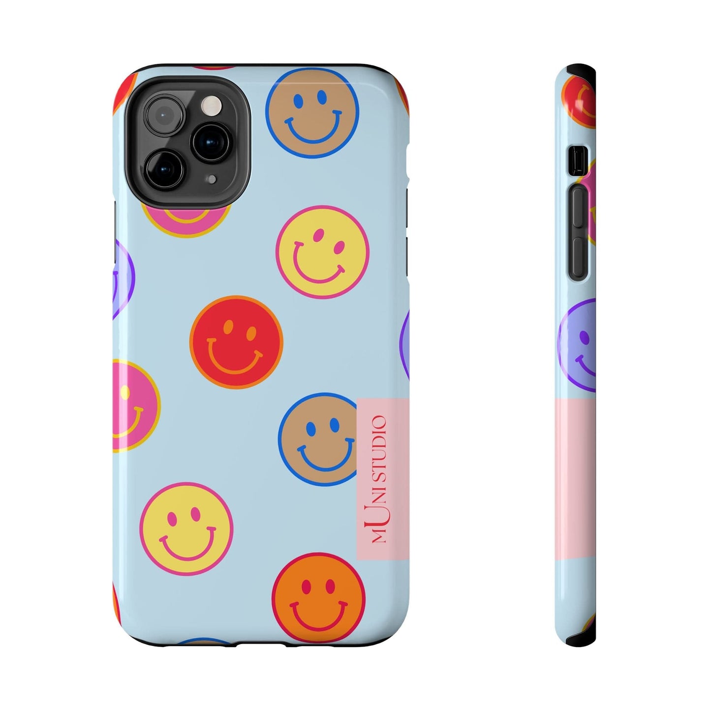 Muni Studio Phone Case iPhone 11 Pro Max HORIZON BLUE SMILEY, Tough Phone Case