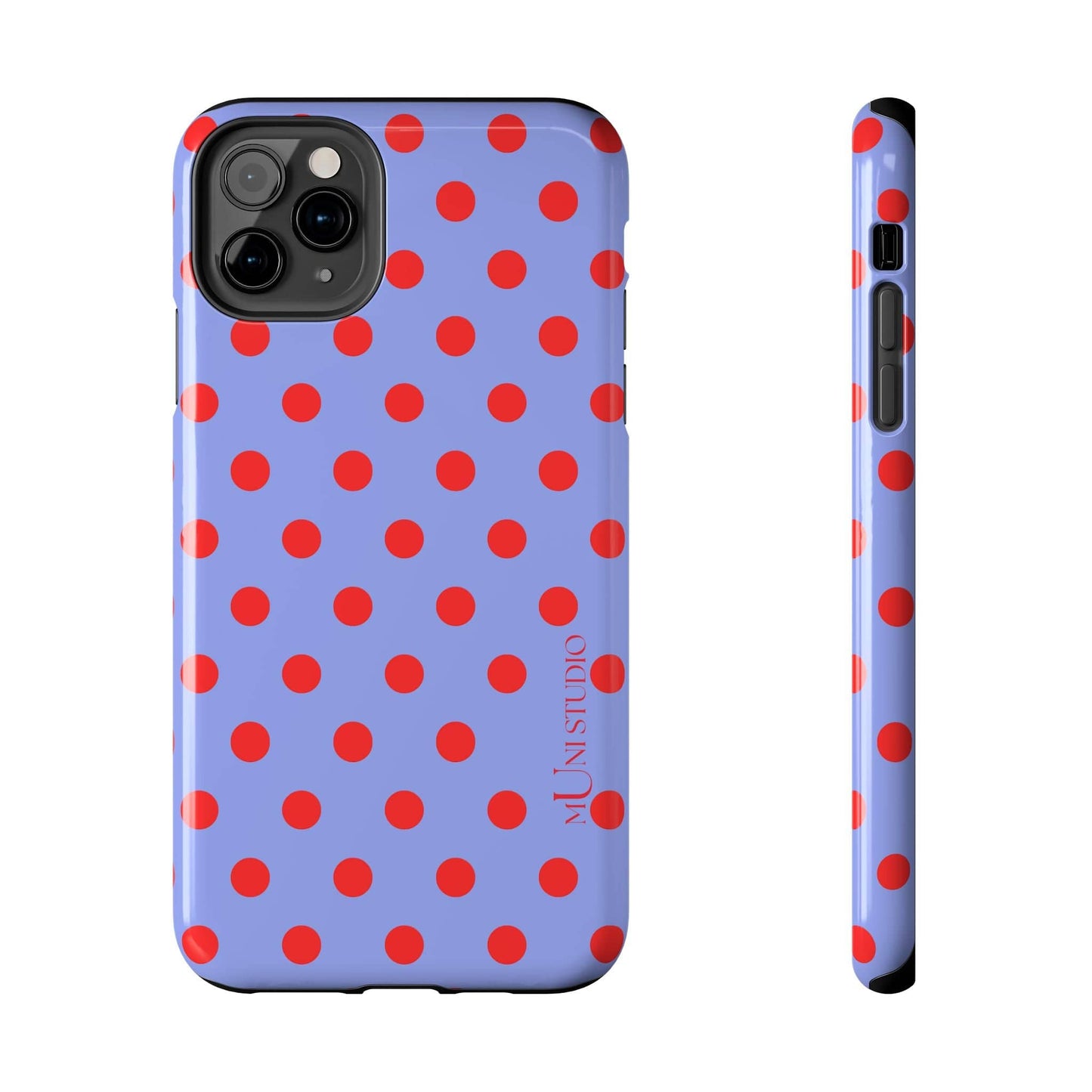 Muni Studio Phone Case iPhone 11 Pro Max RED POLKA, Tough Phone Case