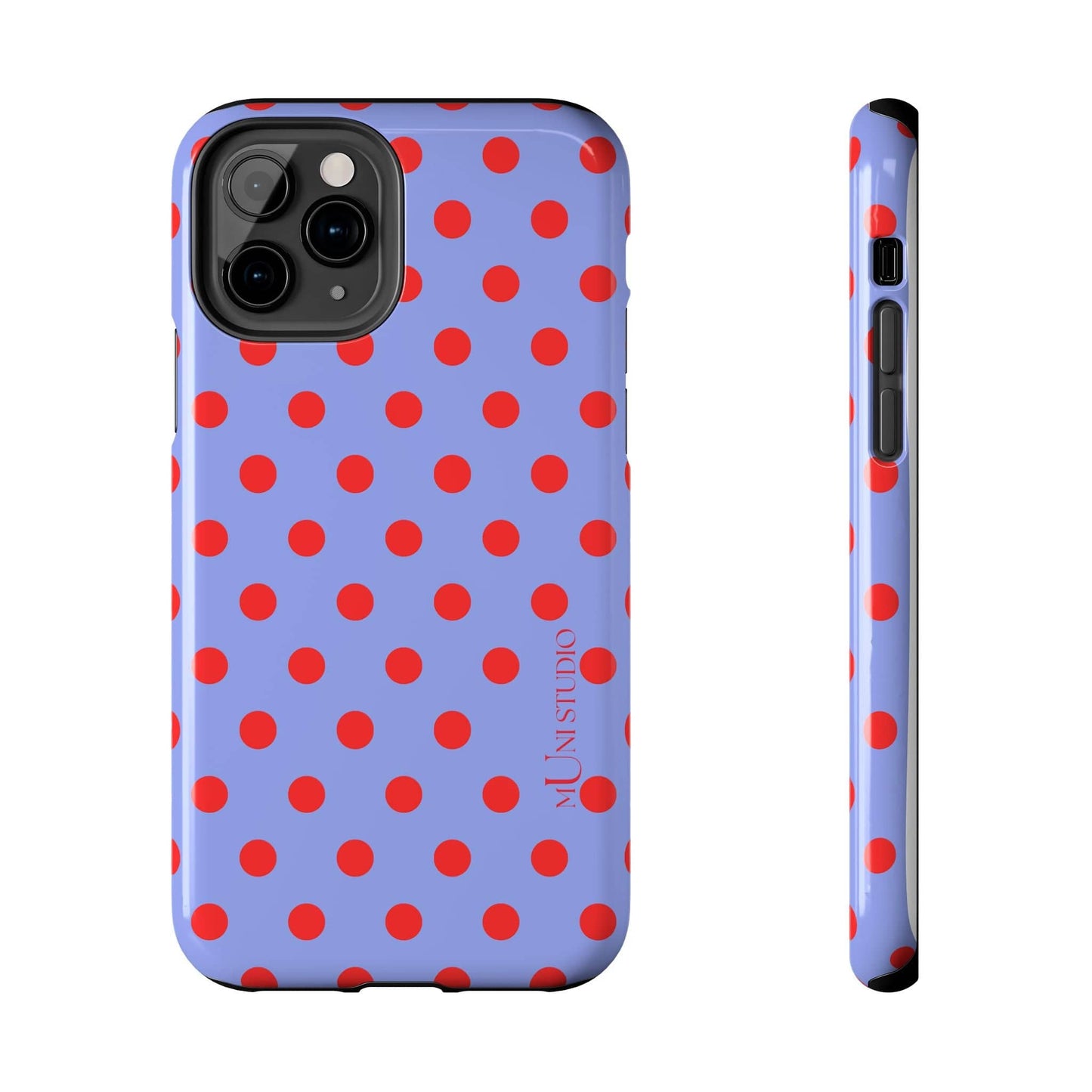 Muni Studio Phone Case iPhone 11 Pro RED POLKA, Tough Phone Case