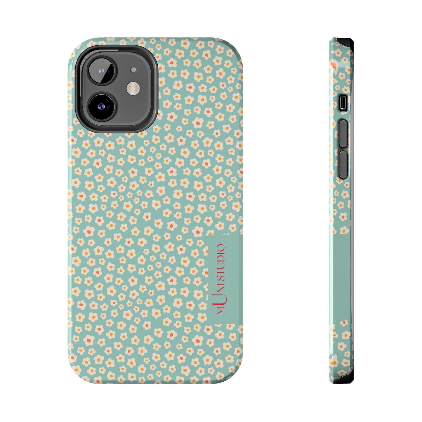 Muni Studio Phone Case iPhone 12 FLOWER MATCHA, Tough Phone Case