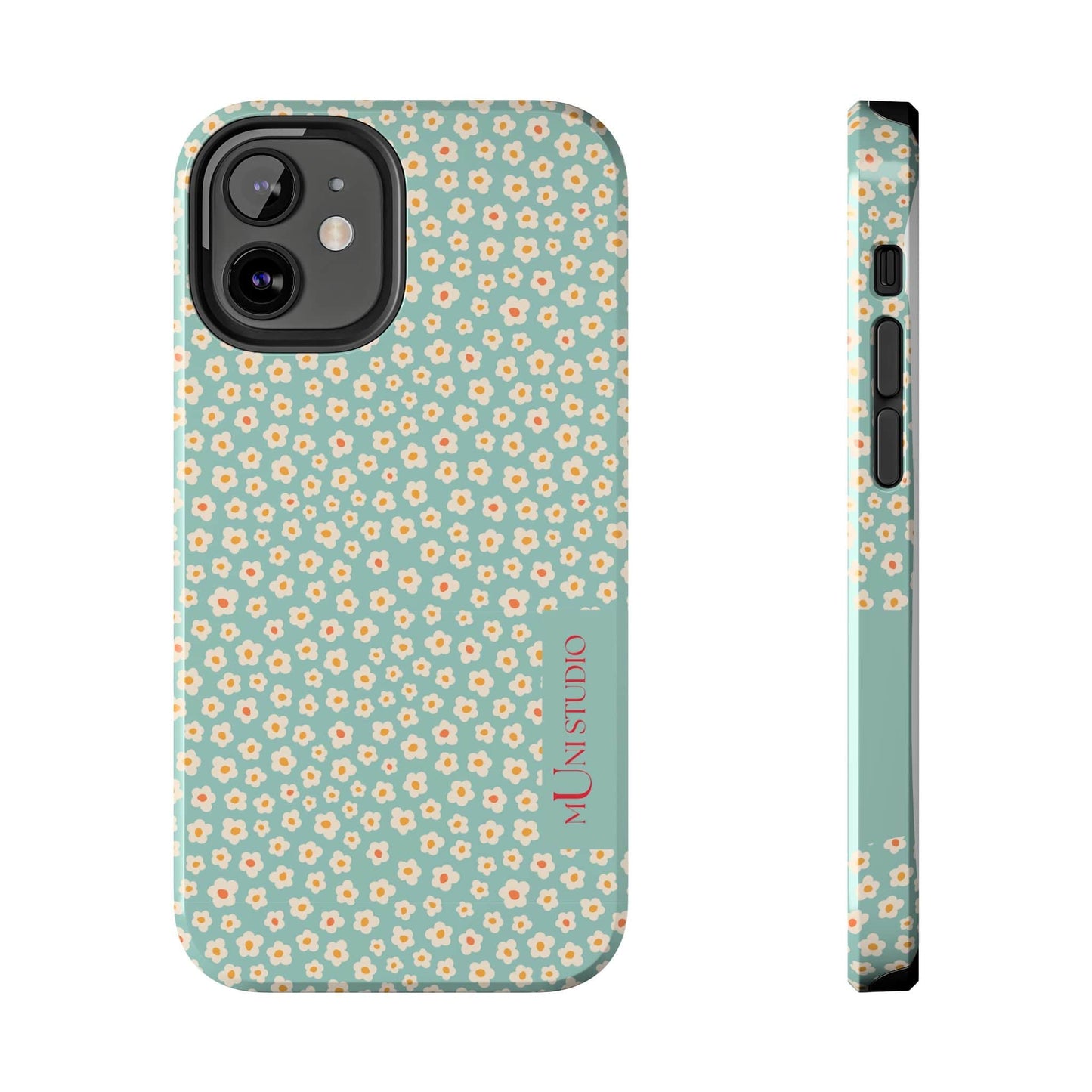 Muni Studio Phone Case iPhone 12 Mini FLOWER MATCHA, Tough Phone Case