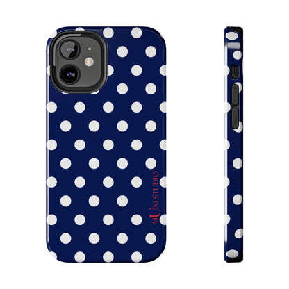 Muni Studio Phone Case iPhone 12 Mini NAVY POLKA, Tough Phone Case