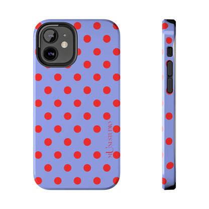 Muni Studio Phone Case iPhone 12 Mini RED POLKA, Tough Phone Case