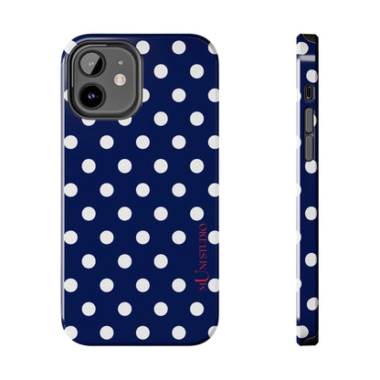 Muni Studio Phone Case iPhone 12 NAVY POLKA, Tough Phone Case