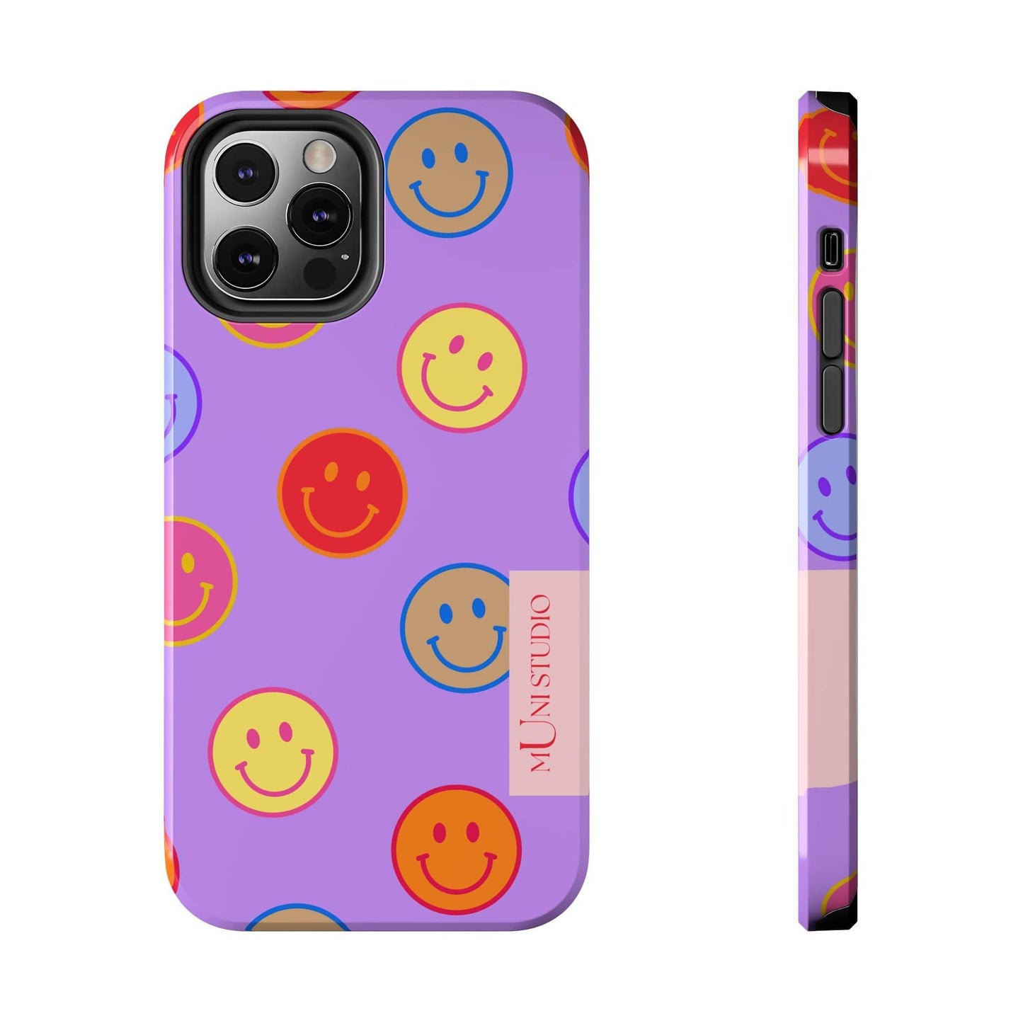 Muni Studio Phone Case iPhone 12 Pro LAVENDER SMILEY, Tough Phone Case