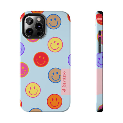 Muni Studio Phone Case iPhone 12 Pro Max HORIZON BLUE SMILEY, Tough Phone Case