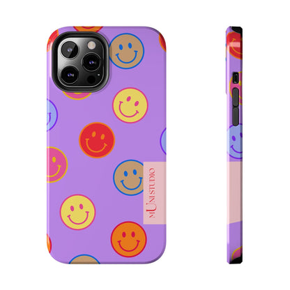 Muni Studio Phone Case iPhone 12 Pro Max LAVENDER SMILEY, Tough Phone Case