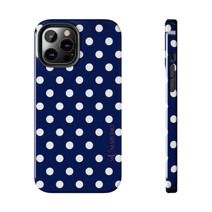 Muni Studio Phone Case iPhone 12 Pro Max NAVY POLKA, Tough Phone Case