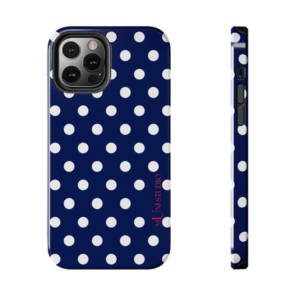 Muni Studio Phone Case iPhone 12 Pro NAVY POLKA, Tough Phone Case