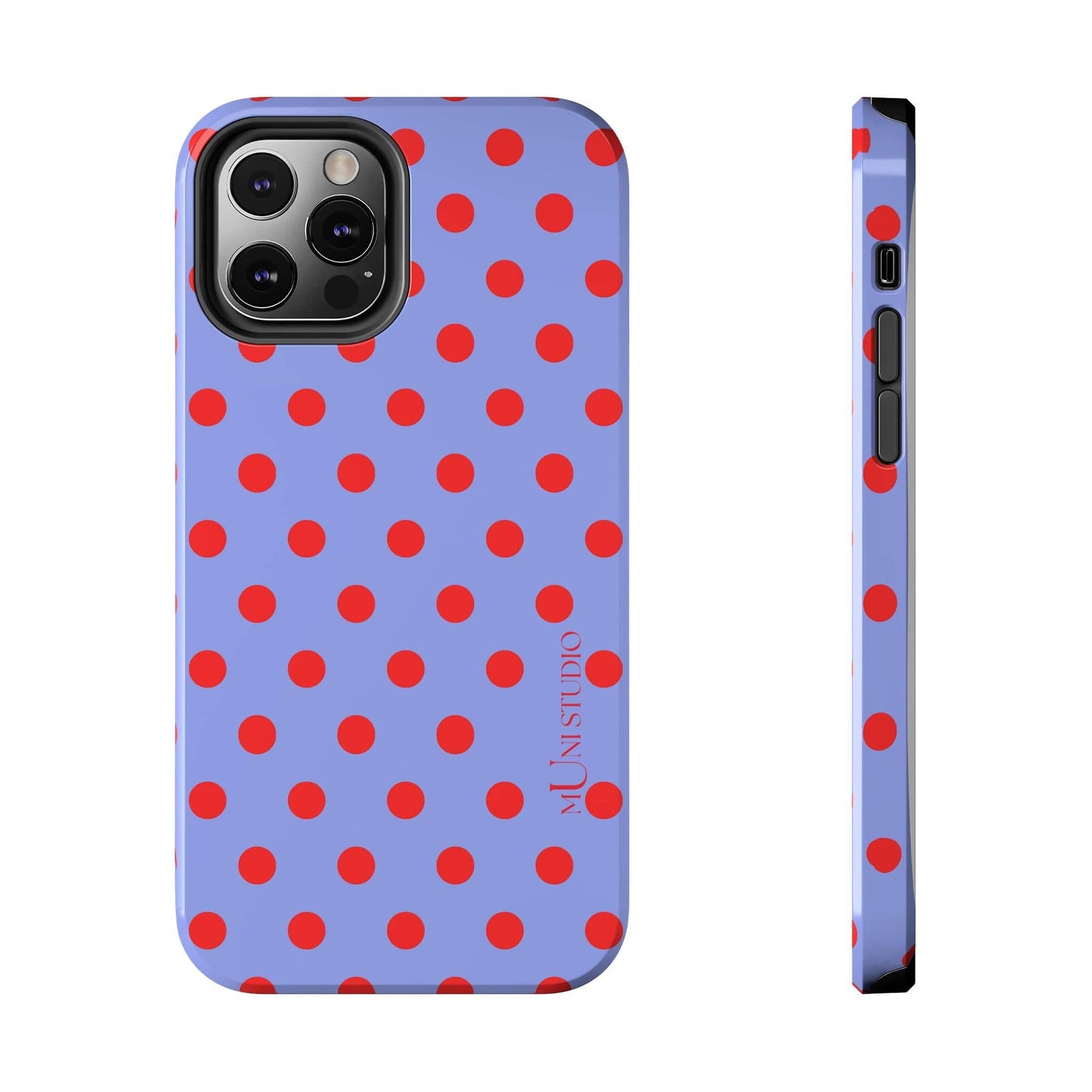 Muni Studio Phone Case iPhone 12 Pro RED POLKA, Tough Phone Case