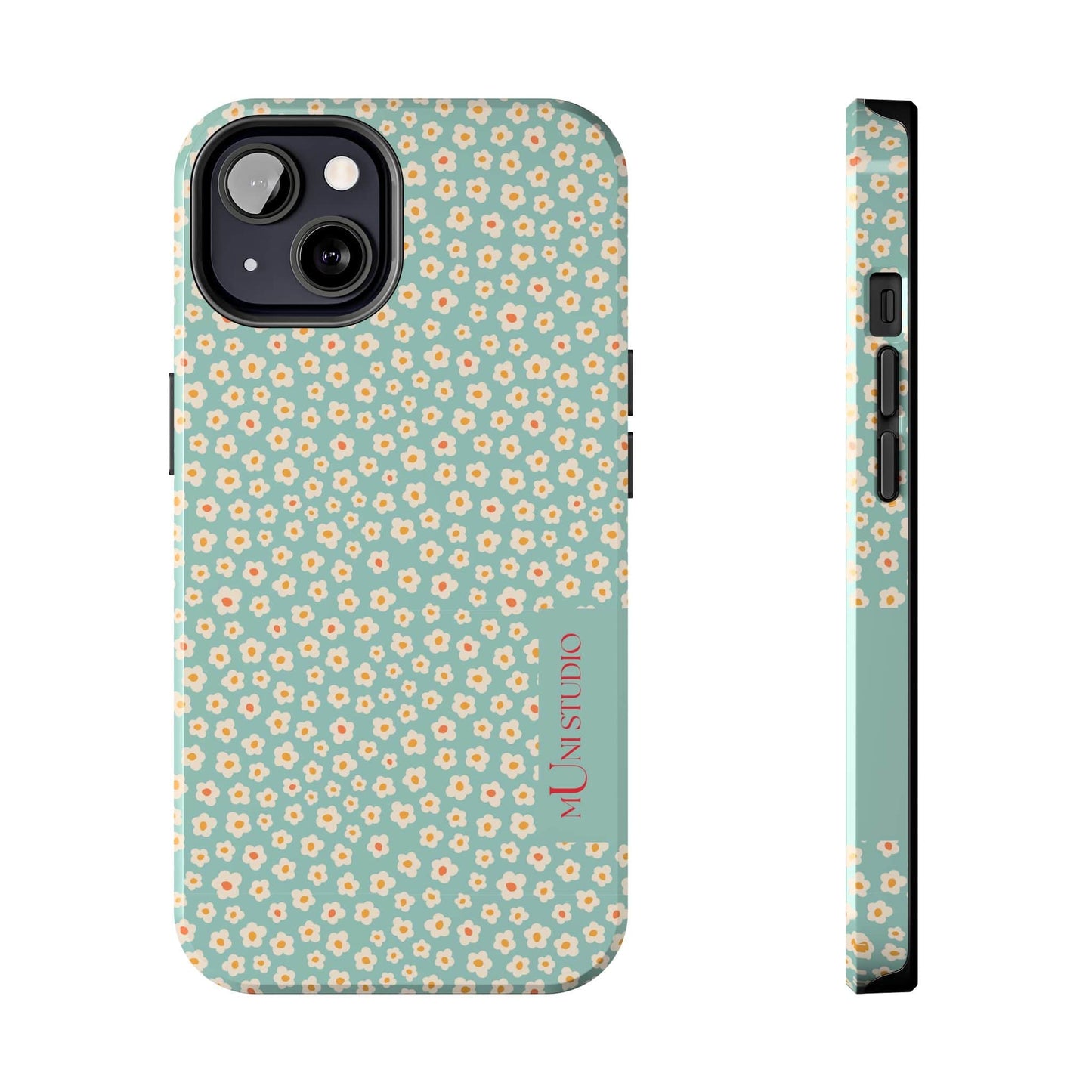 Muni Studio Phone Case iPhone 13 FLOWER MATCHA, Tough Phone Case