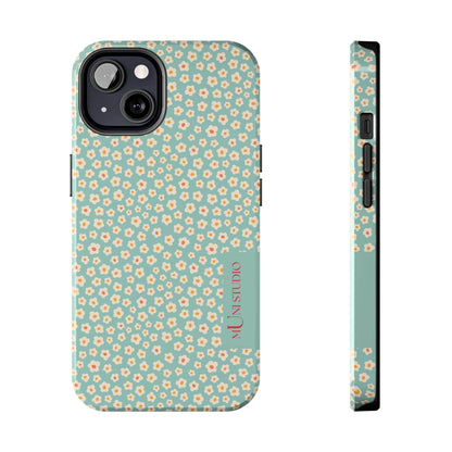 Muni Studio Phone Case iPhone 13 FLOWER MATCHA, Tough Phone Case