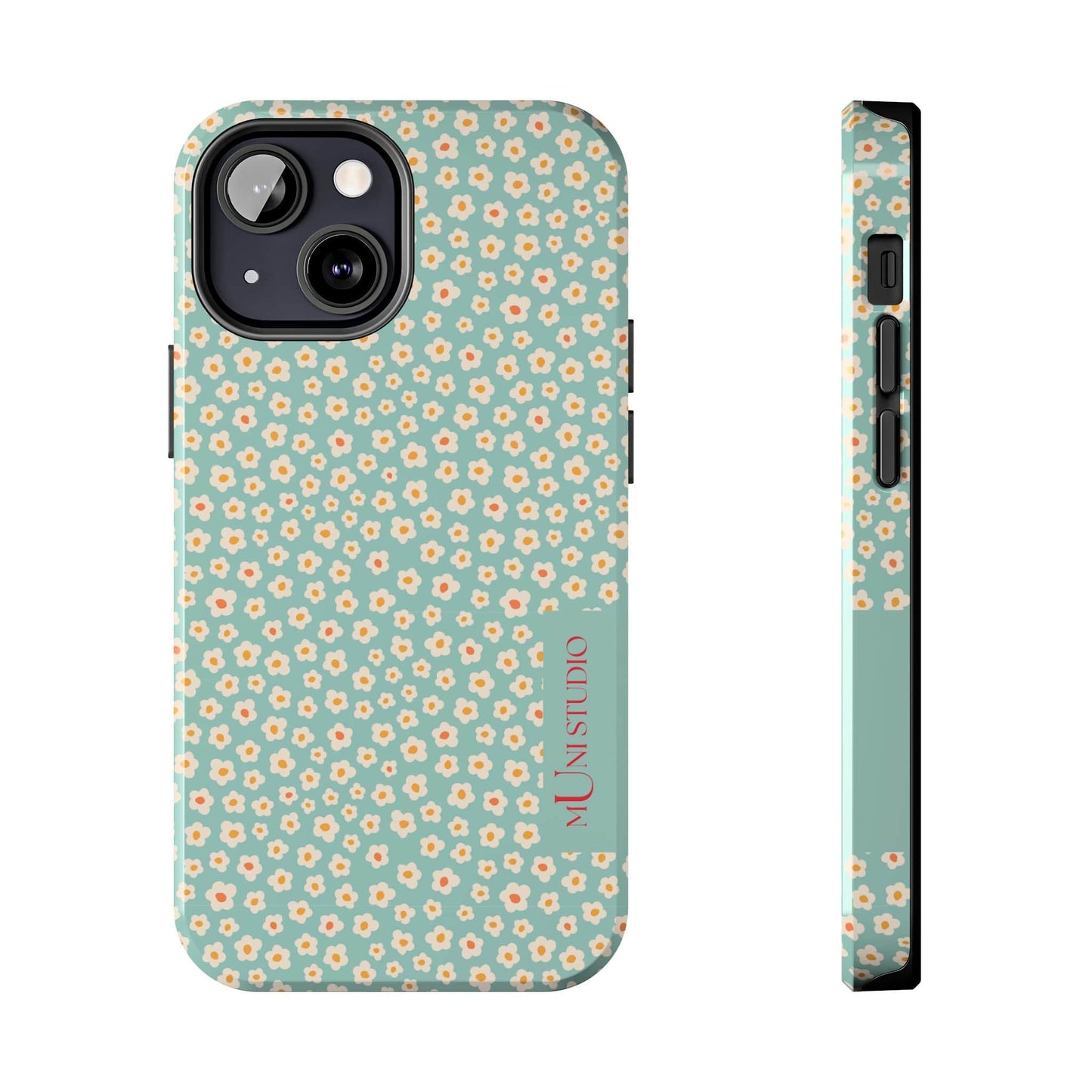 Muni Studio Phone Case iPhone 13 Mini FLOWER MATCHA, Tough Phone Case
