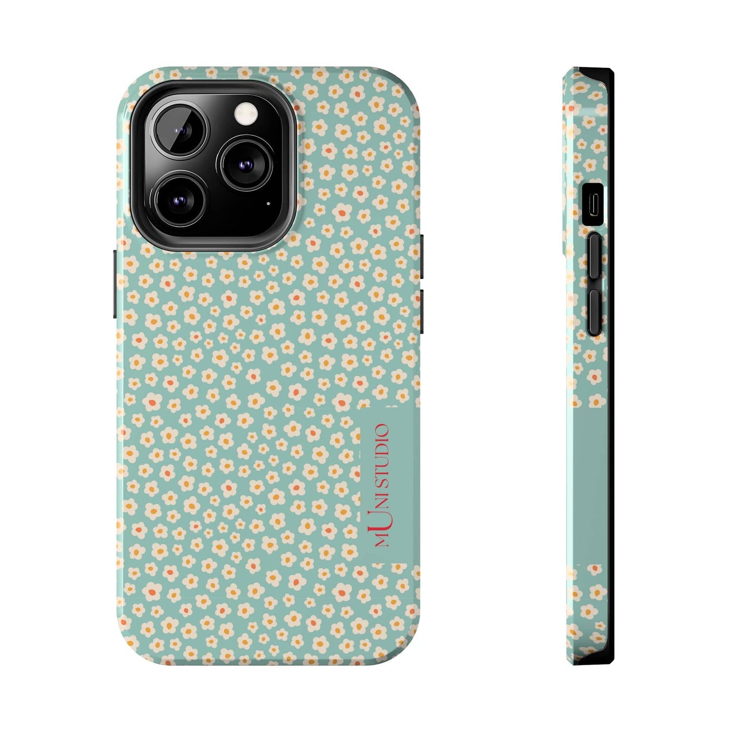 Muni Studio Phone Case iPhone 13 Pro FLOWER MATCHA, Tough Phone Case