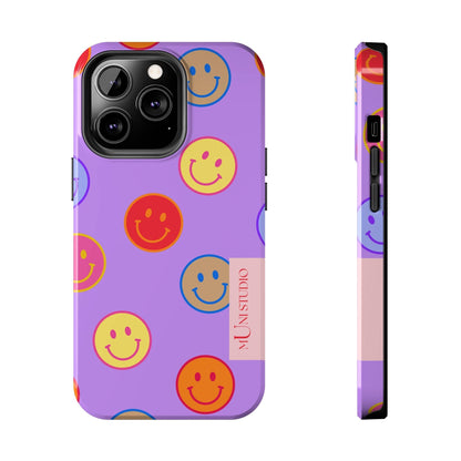 Muni Studio Phone Case iPhone 13 Pro LAVENDER SMILEY, Tough Phone Case