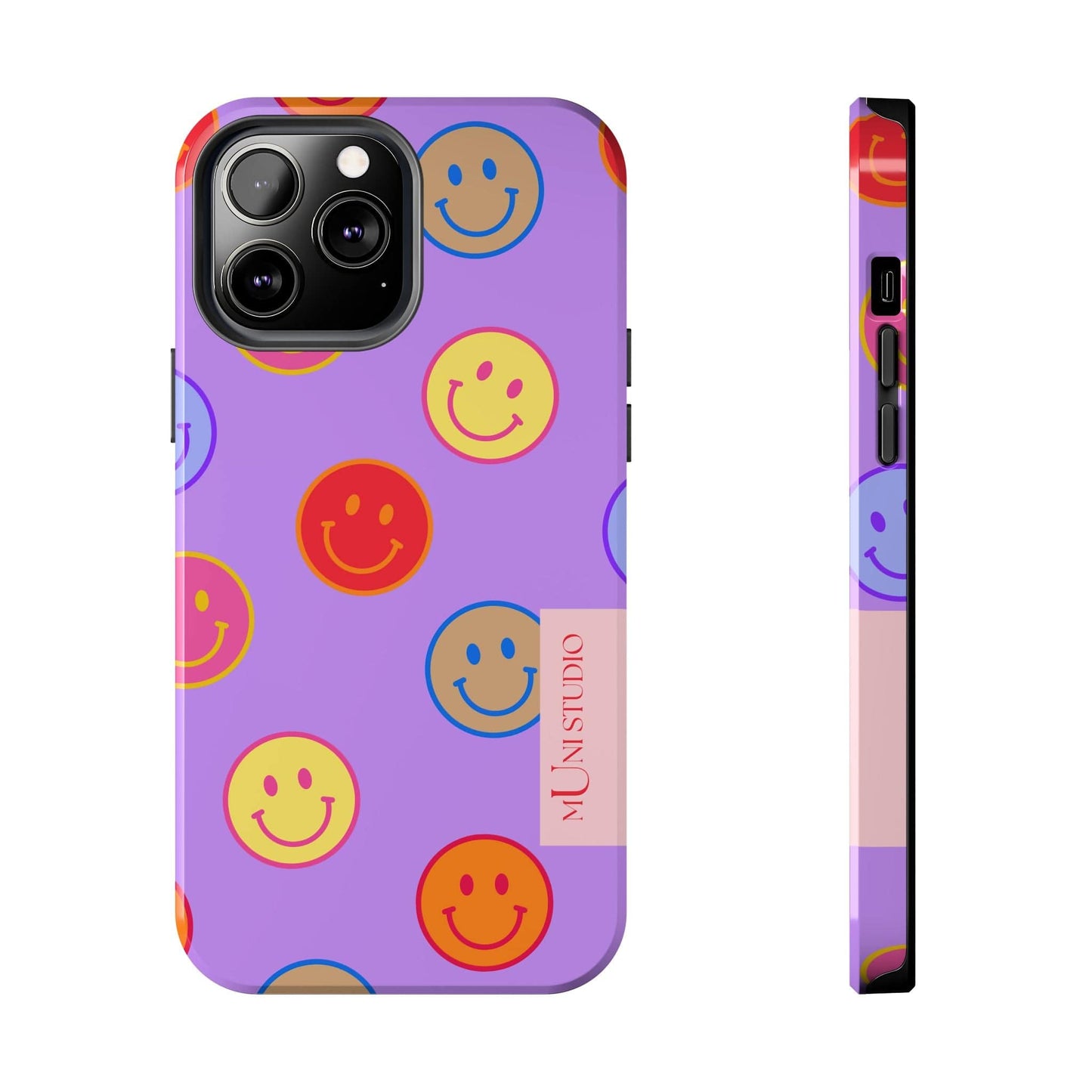 Muni Studio Phone Case iPhone 13 Pro Max LAVENDER SMILEY, Tough Phone Case