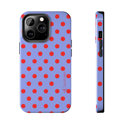 Muni Studio Phone Case iPhone 13 Pro RED POLKA, Tough Phone Case