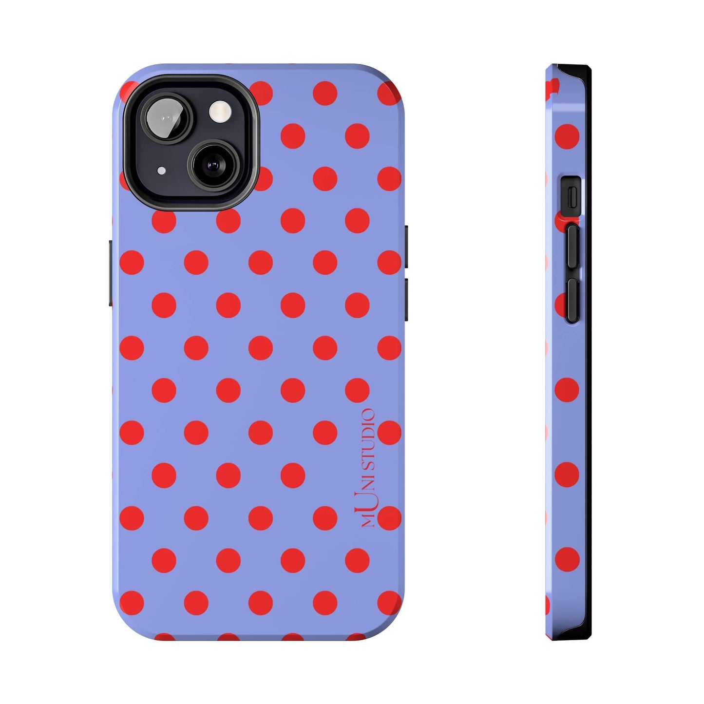 Muni Studio Phone Case iPhone 13 RED POLKA, Tough Phone Case
