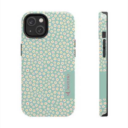 Muni Studio Phone Case iPhone 14 FLOWER MATCHA, Tough Phone Case