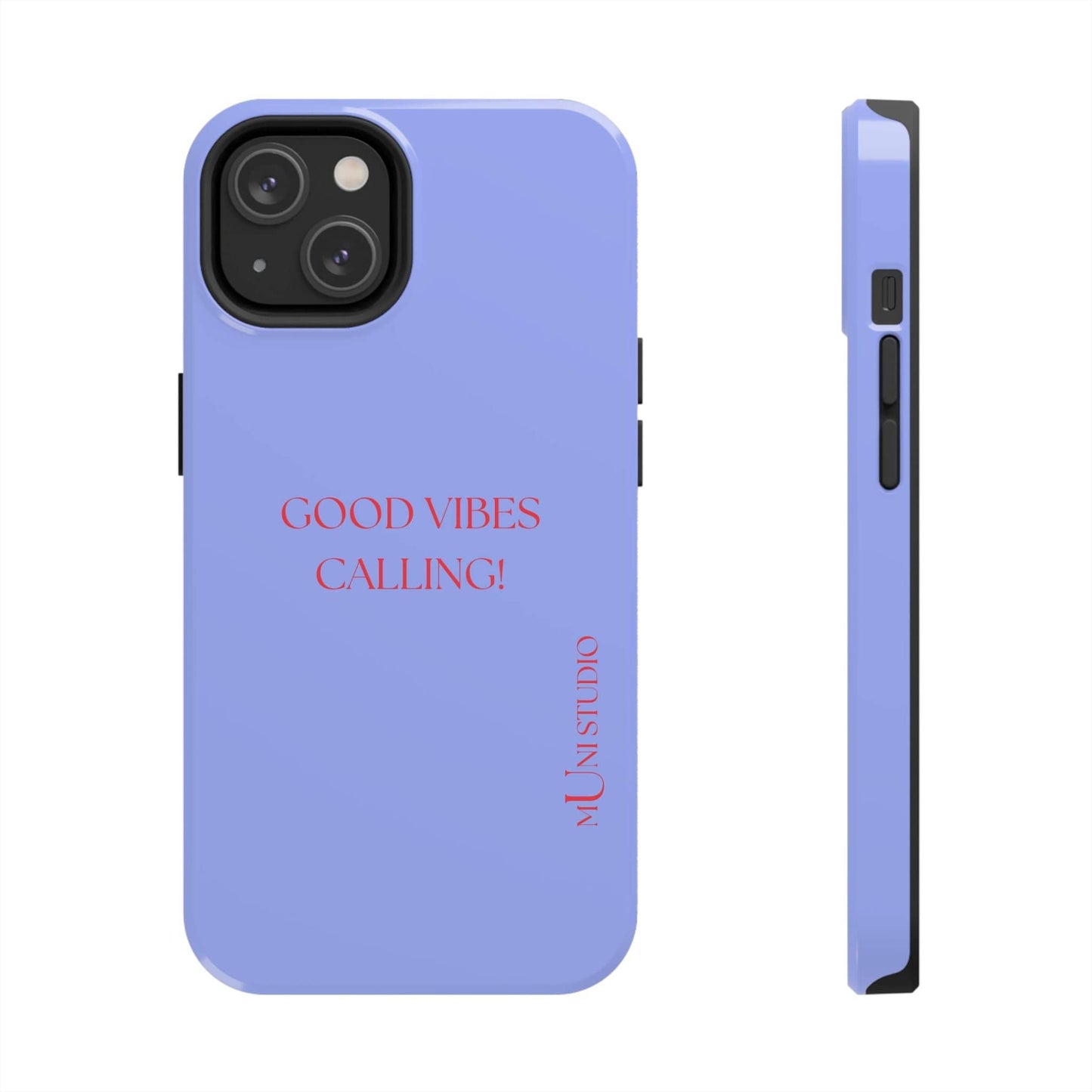 Muni Studio Phone Case iPhone 14 GOOD VIBES CALLING, Tough Phone Case