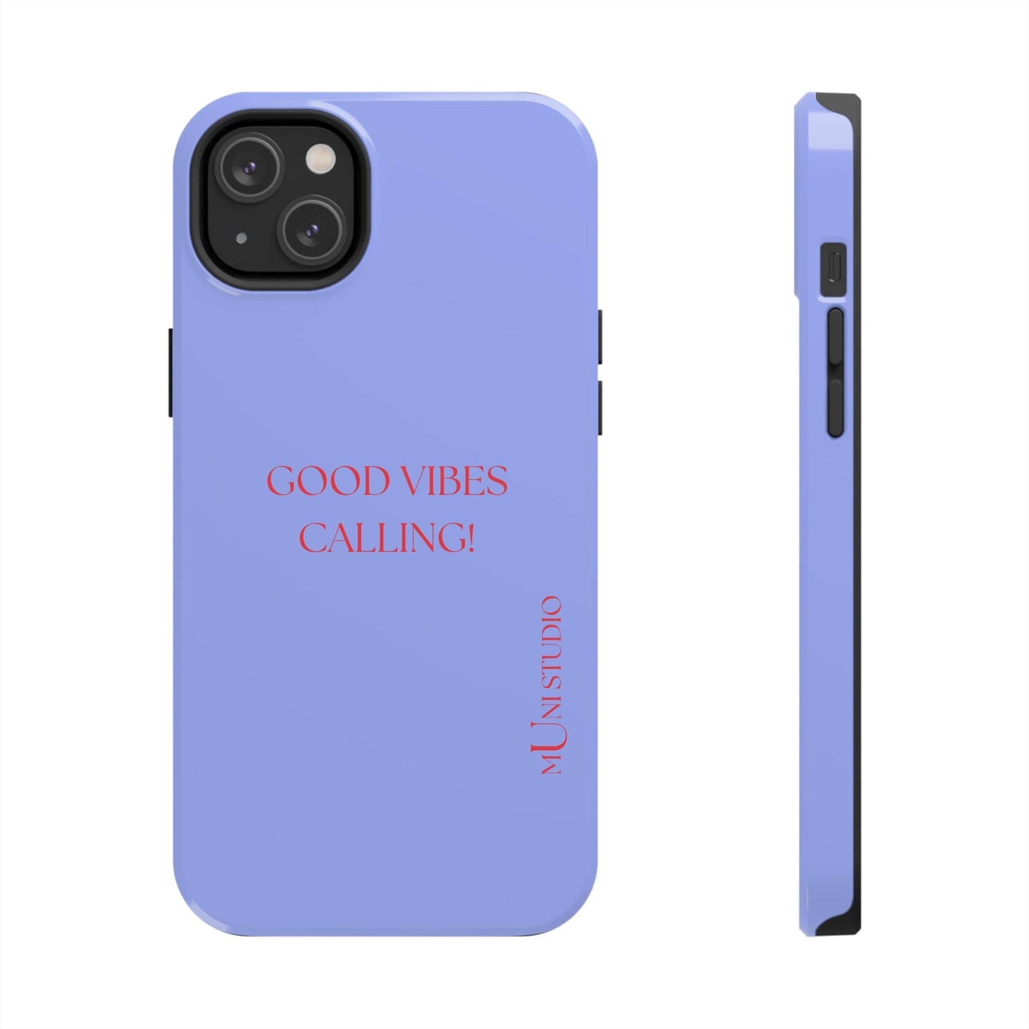 Muni Studio Phone Case iPhone 14 Plus GOOD VIBES CALLING, Tough Phone Case