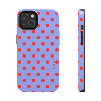 Muni Studio Phone Case iPhone 14 RED POLKA, Tough Phone Case
