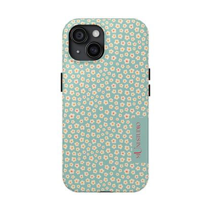 Muni Studio Phone Case iPhone 15 FLOWER MATCHA, Tough Phone Case