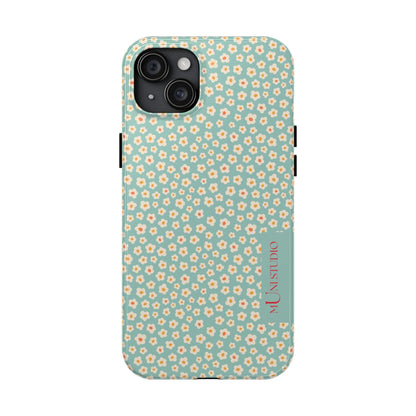 Muni Studio Phone Case iPhone 15 Plus FLOWER MATCHA, Tough Phone Case