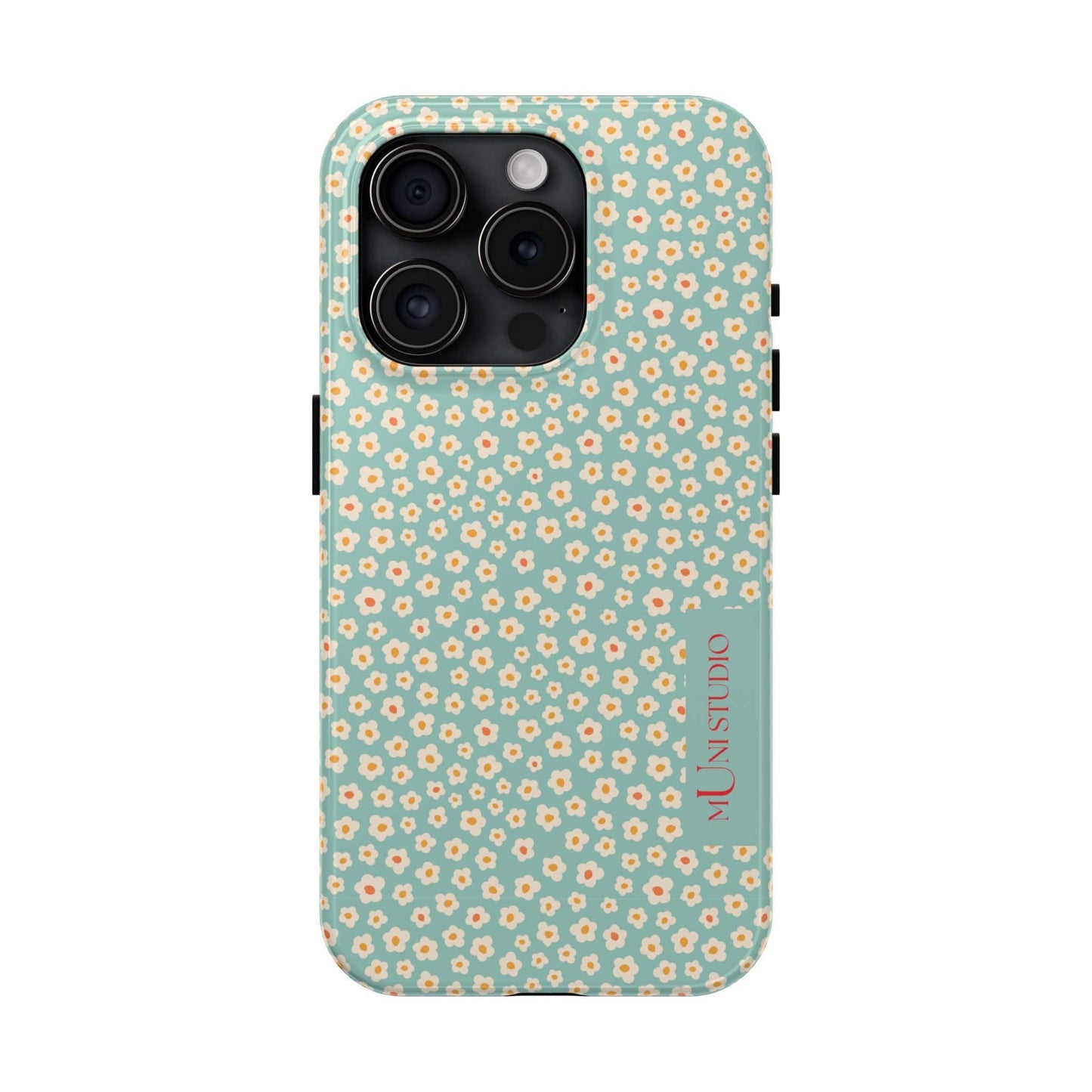 Muni Studio Phone Case iPhone 15 Pro FLOWER MATCHA, Tough Phone Case