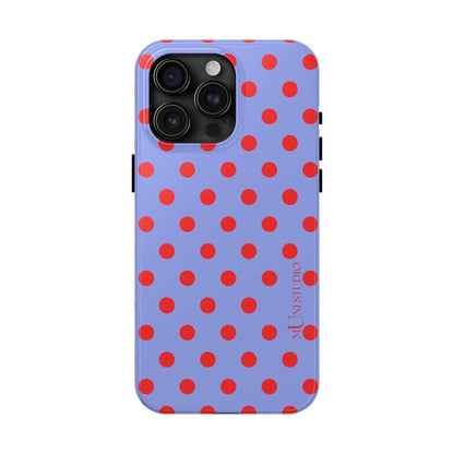 Muni Studio Phone Case iPhone 15 Pro Max RED POLKA, Tough Phone Case